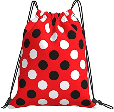 Turnbeutel Rot Weiß Tupfen Gymsack Sport Tunnelzug Gymsack Unisex Sportbeutel Für Reisen Schule Schwimmen 36x42cm