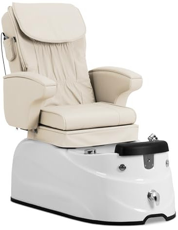 Physa Fauteuil Pédicure Électrique avec Bain de Pieds Éclairé et Fonction de Massage - 105 W, 150 kg, Crème - Chaise inclinable