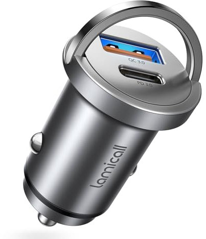 Lamicall 45W Zigarettenanzünder USB C Auto Ladegerät - [2025 Super Mini Ganzmetall] 24V/12V USB Adapter Auto mit 45W USB C&USB A, PD&QC 3.0 KFZ Autoladegerät für iPhone 17/16/15/14, Samsung S25