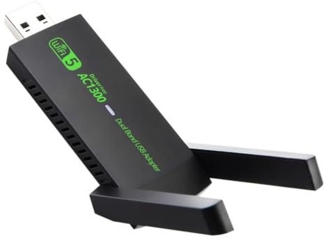 Qussedser Adaptador WiFi USB 3.0 de 1300 Mbps, Tarjeta de Red de Banda Dual, Transmisor Receptor Inalámbrico de 2,4 G/5 GHz para PC de Escritorio y Portátil