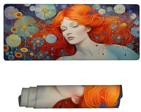 Grand Tapis de Souris Beige sous Main Bureau,Tapis Souris Femme Tapis de Souris Gaming Imperméable,Tapis Bureau avec Base Antidérapante,Mouse Pad Bords Cousus,Deco Bureau,Cadeau 1600x800x3mm RS-22