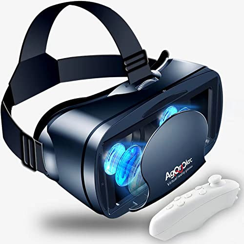 MUTNITT Casque VR, Réalité 3D Virtuelle, Qualité d'image 2K HD & Lumière Anti-Bleue, Compatible avec Android & iOS Phone - Noir