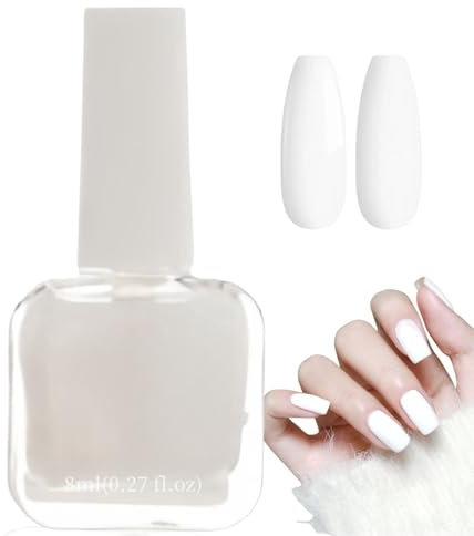 White Nail Varnish,White Nail Polish,Milky White Nail Polish,Quick Dry Nail Varnish,Long Lasting Chip Resistant Nail Polish for DIY Nail Art,No Need UV DIY Manicure Nail Art,Nail Polish Safe for Women
