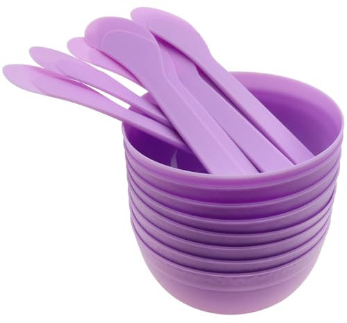 safycaby DIY Slime Making Tools 8 Plastic Slime Bowl and 8 Glue Mixing Spoons for Glue and Slime Mixing (8 Sets Purple)