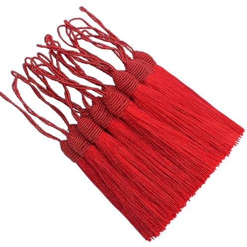 20pcs 15.5cm Silky Handmade Bookmark Tassels for DIY Craft-Red | Tassel Pendant for Sewing,Key,Garlands Trim,Keychains,Bags,Earrings Jewellery Making and Home Furniture Decor