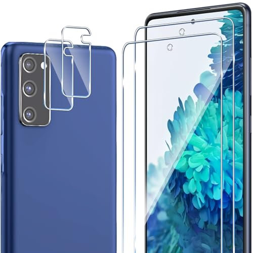 ELYCO Compatibile con Samsung Galaxy S20 FE Vetro Temperato, 2 Pezzi Pellicola Protettiva + 2 Pezzi Pellicola Fotocamera, 9H Durezza Anti-Graffo/Anti-Olio/Anti-Impronta Niente Bolle Schermo Pellicola