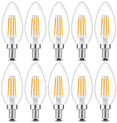 Spacelumen E14 Dimmable Small Edison Screw SES Candle Light Bulbs, 2700K Warm White 4W LED Light Bulb 40W Incandescent Equivalent, Pack of 10