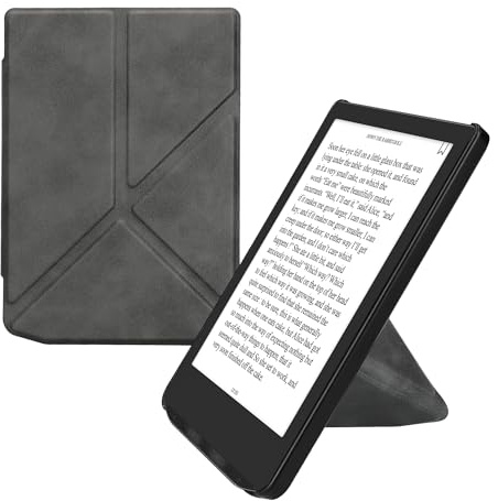 kwmobile Schutzhülle für Pocketbook Verse/Verse Lite/Verse Pro/Color/Vivlio Light/Light HD Hülle - Kunstleder Case - eReader Klapphülle mit Auto Sleep Funktion - Cover mit Ständer - Anthrazit