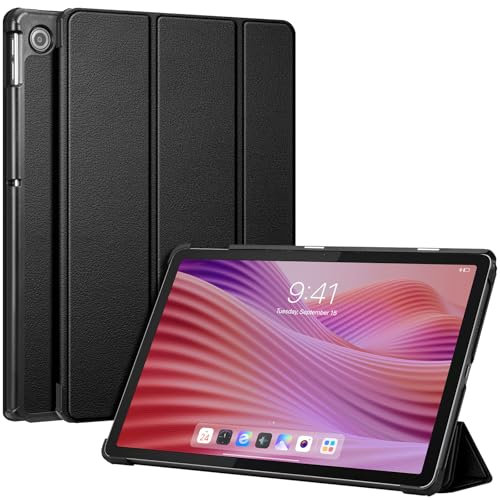 Fintie Hülle für Lenovo Tab 10.1 Zoll 2025 (TB-311FU / TB-311XU), Ultra Schlank Kunstleder Schutzhülle mit Auto Schlaf/Wach und Ständer Funktion, Schwarz