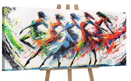 YS-Art Acrylmalerei menschen abstrakt Gemälde auf Leinwand Schöne bunte handgemalt Wandbild Wohnzimmer modern Wohndekor Bilder Büro echte Kunst 115x50 cm