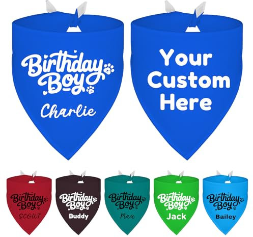 Hundehalstuch für Jungen, personalisierbar, mit Namen, personalisierbar, für Geburtstag, Party, Halstuch, über dem Halsband, Haustier-Halstuch, Geschenk für Hunde, Größe L