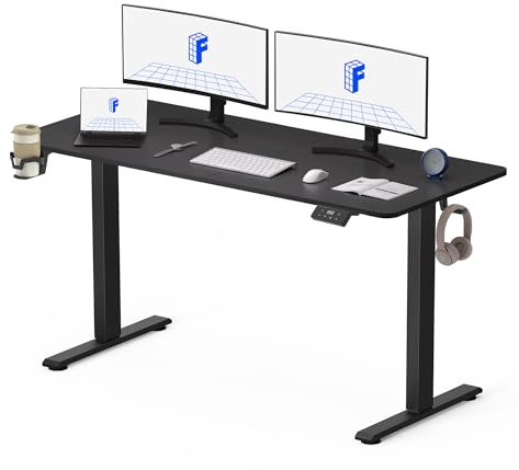 FLEXISPOT 140 * 60cm Electric Standing Desk, Height Adjustable Ergonomic Stand up with 2 Memory Preset and Backpack Hook, Black