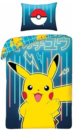 Pokémon-Bettwäsche, wendbar, 140 x 200 cm, Kissenbezug 65 x 65 cm (Bettwäsche Pokémon – A)