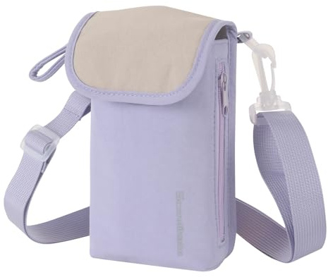 TRIWONDER Water Bottle Carrier Bag with Phone Pocket, Adjustable Shoulder Strap Water Bottle Holder Pouch Sling Bag for Hiking Travelling (02 Light Purple)