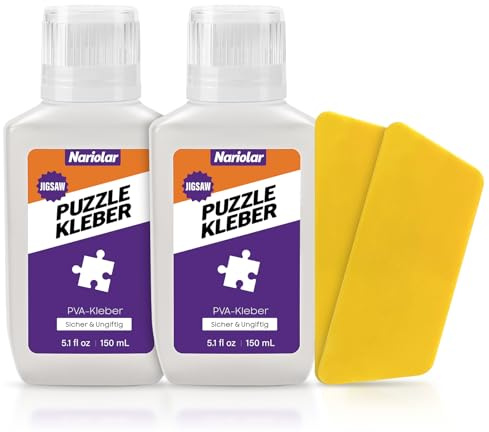 Nariolar 2x150ml Puzzle Kleber Transparent mit Applikator | Geeignet für Befestigen und Aufhängen von Puzzles, Schnell Trocknend