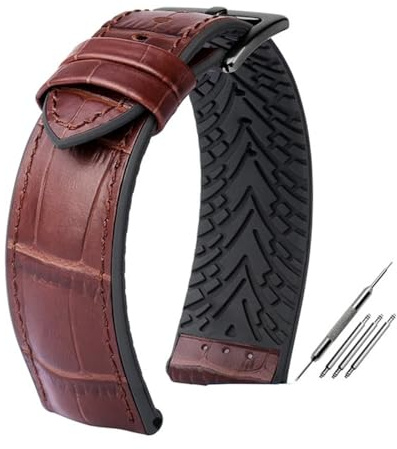 BWBVHRHZY Fit for Rolex Fit for Ctizen Fit for Tissot Leder Armband Gummi Silikon Uhr Band Männer 19mm 20mm 21mm 22mm 23mm Verschluss Armband(Blue Pink,20mm)