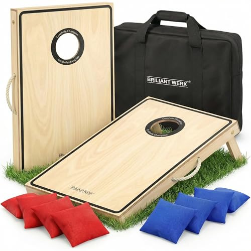 Briliantwerk® Jeu de Cornhole Adulte 90x60 cm | Set Complet en Bois