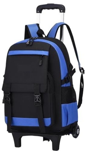 WAJJWI Rollrucksack Großer Trolley Mit Rädern Rucksack Mit Rädern Laptoptasche Rollschultasche for Jungen für Jungen und Mädchen(Blue Two wheels)