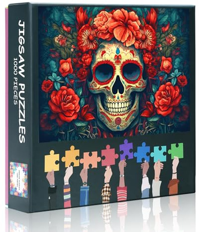1000 Teile Puzzle für Erwachsene: Dia de los Muertos (50x70cm) - Bunte Mexikanische Calavera-Schädel, Anspruchsvolle Kunst für Wohndeko & Herausfordernde Rätselspiele
