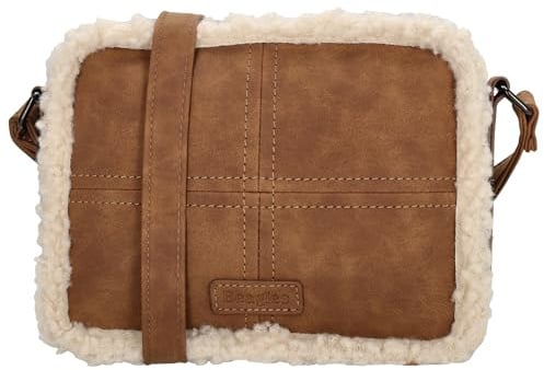Beagles - Umhängetasche Damen Crossbody mit weichem Teddy-Stoff - 2 Reißverschlussfächer, Innenfach & Handyfach - Verstellbarer Schultergurt, leicht & kompakt, Alltagstauglich - Braun