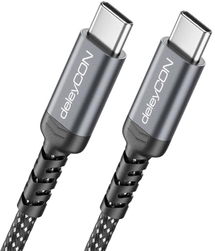 deleyCON 2m USB C Carga (60W Carga Rápida) PD3.0 PPS USB-C a USB-C Cable para iPhone 17 16 15 Pro Max Air Galaxy A16 A56 S26 S25 S24 Pixel iPad Pro MacBook AirPods Tablet Switch PS5