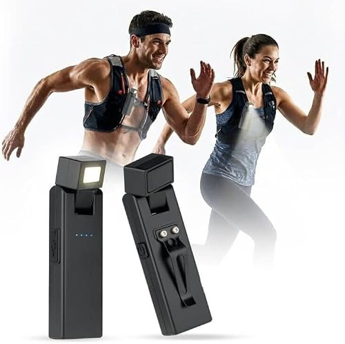 2 Stück LED Lauflicht Clip Lampe - Sicherheitslicht für Joggen mit USB-C Aufladbar, 180° Drehbar, Magnet & Leistungsanzeige, Stirnlampe Alternative für Laufen, Hundespaziergang, Radfahren, Nachtlauf
