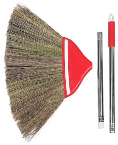 SEWOART Handmade Vintage Style Miscanthus Broom for Indoor Kitchen Use with Multipurpose Versatility and Gentle Surface Protection, Traditional Soft Hand Broom for Effective Sweeping