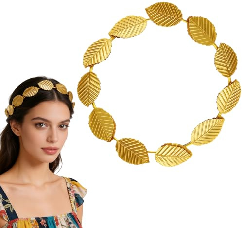 JUFYVO Gold Leaf Headband Roman Gold Headband Goddess Crown Headpiece Bride Wedding Headpiece Greek Goddess Accessories for Party