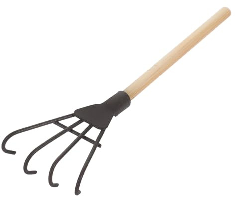 CIYODO Miniature Iron Rake with Wood Handle for Kids DIY Crafting Small Zen Garden Rake Tool for Dollhouse Accessories and Home Decor for Micro Landscape and Sand Table