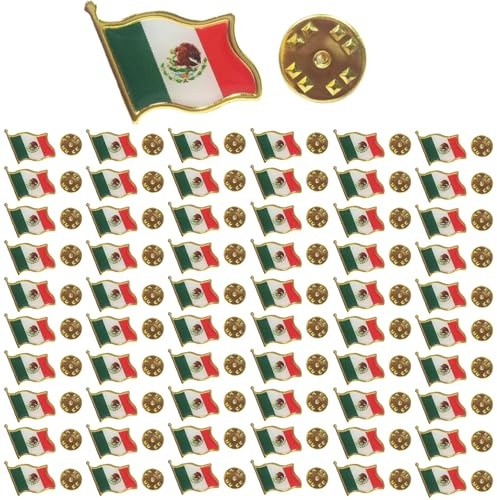 Pin de la bandera de México, Pin de solapa de México ondeando, insignia de aleación para traje, chaqueta, mochila, sombrero, paquete de 100