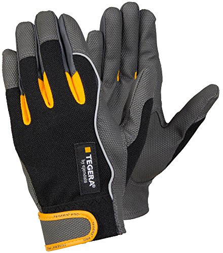 Ejendals Handschuh Tegera 9120 aus Synthetikleder, Größe 10, 1 Stück, schwarz/grau/gelb, 9120-10