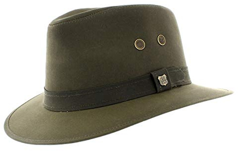 Failsworth Wax Cotton Fedora (Drifter) (Extra large 61cm, Olive)