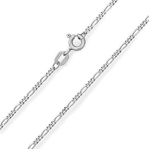 Designer Inspirations Boutique 925 Sterling Silver 1.2/1.55/2.1 MM Diamond Cut Figaro Chain Necklace for Women Men Unisex - 16 18 20 22 24 Inch