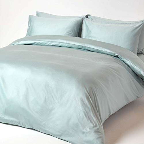 HOMESCAPES Blue Organic Cotton Duvet Cover Set Super King Size 400TC 600 Thread Count Equivalent Quilt Cover Bedding Set 2 Pillowcases Included