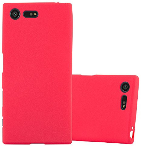 Cadorabo Hülle kompatibel mit Sony Xperia X COMPACT Schutzhülle TPU Silikon Case Frost Design Slim Kratzfest Weiche Gummi mit Rundumschutz Case Hülle für Sony Xperia X COMPACT in Rot