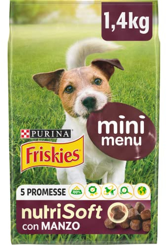 Purina Friskies Vitafit Mini Menu Nutri Soft Hundefutter für Erwachsene, Ochse, 6 x 1,4 kg