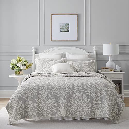 Laura Ashley - King Quilt Set with Shams, Cotton, Reversible