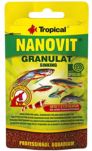 Tropisches Fischfutter, Nanovit Granulat, Grundfutter für kleine Aquariumfische und entzückende Frittiere, Beutel 10 g (1 Stück)