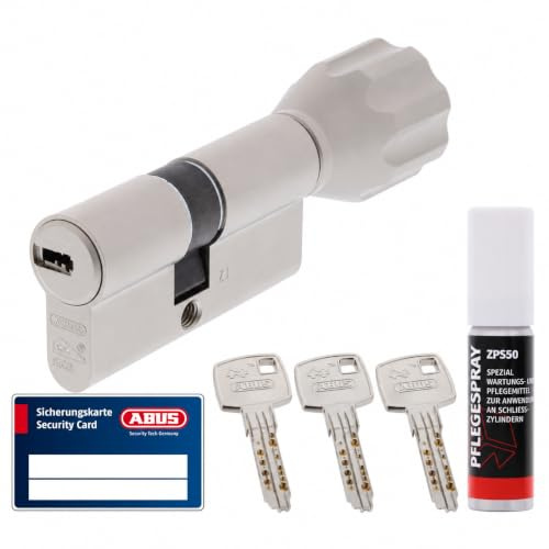 ToniTec Set aus ABUS Profilzylinder Schließzylinder mit Knauf EC660 Knaufzylinder mit 3 Schlüssel Größe 70 30K + ToniTec Pflegespray