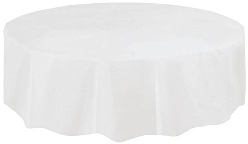 ZHOUBA Mantel redondo desechable impermeable color sólido mesa cubiertas (blanco)