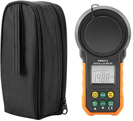 PM6612/PM6612L Digitaler Belichtungsmesser, 200.000 Lux Hand-Beleuchtungsstärkemesser 2000 Zählwerte LCD-Anzeige Luxmeter mit Aufbewahrungstasche(PM6612)