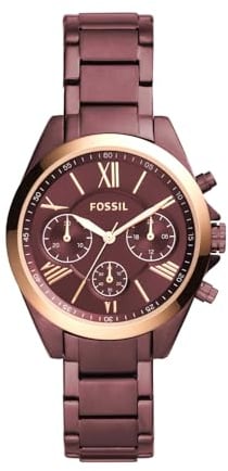 Fossil Women's Modern Courier Quartz Stainless Chronograph Watch, Color: Wine (Model: BQ3281)