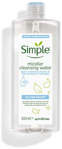 Simple Water Boost Hydrating Micellar Water Soothing Makeup Remover For Dry and Sensitive Skin 400 ml