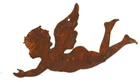 Dekofigur im Rost Design Engel fliegend zum hängen, 15 cm - Rostfigur zum hängen, Fensterdeko, Weihnachtsdeko