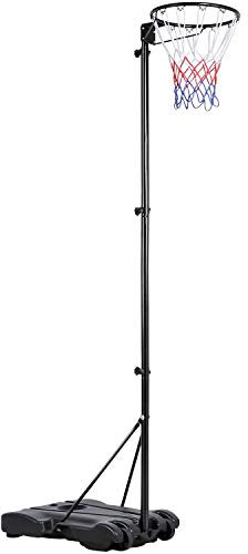 Yaheetech Netball Post Height Adjustable Stand 245.5-305 cm Portable Regulation Hoop Full Size Basketball Net Set for Training Black/Red