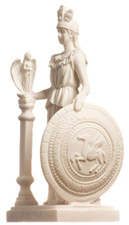 Athena Parthenos Varvakeion mit Pegasus Schild Griechische Göttin Alabaster Statue 19cm