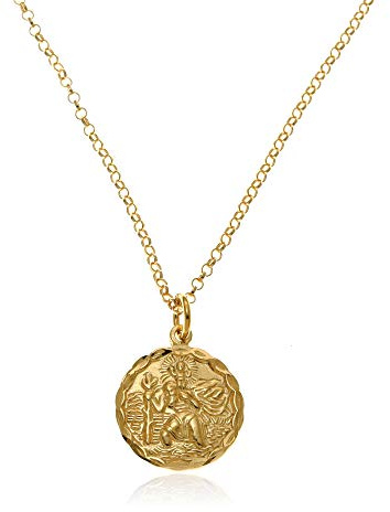 Oobi Doop Halskette mit Anhänger St. Christophorus vergoldet Sterling-Silber 925 mit verstellbarer Kette und Geschenkbox