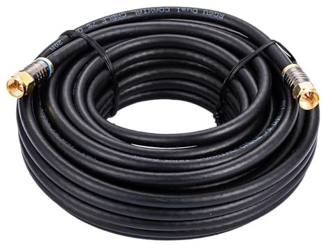 15M Black RG6 Coax Cable Dual Shield Outdoor/Indoor Coaxial BNC Extension Wire For Satellite Dish Cable TV Antenna