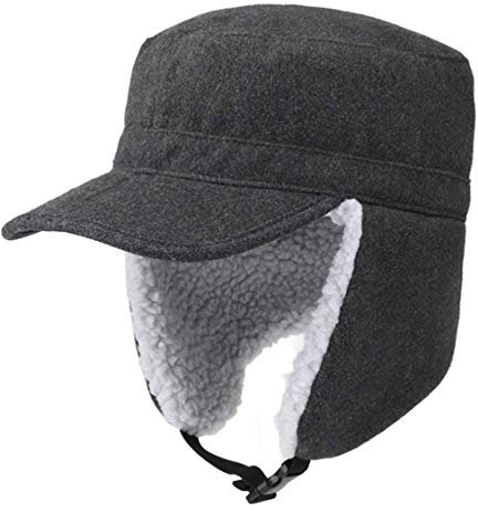 Schirmmütze Winter Trappermütze Unisex Fliegermütze Winddicht Wintermütze mit Ohrenklappen Winterhut Fleecefutter Filzhut Damen Herren Wollmütze Filz Mütze Warm Faltbar Skimütze Freizeit Fahrrad