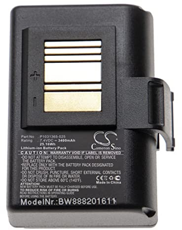vhbw 1x Akku kompatibel mit Zebra ZQ510, ZQ511 RFID, ZQ500, ZQ511 Drucker Kopierer Scanner Etiketten-Drucker (3400 mAh, 7,4 V, Li-Ion)